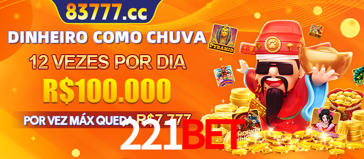 Banner do programa de recompensas Recomende para amigos do 221BET, detalhando os bônus por convidar amigos, com prêmios que chegam a R$288.888.