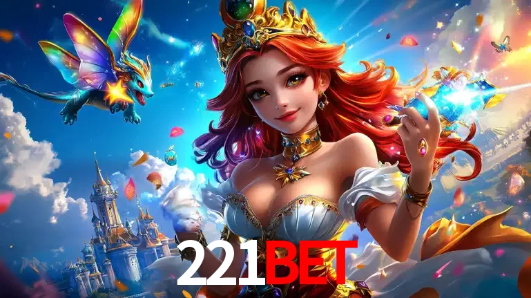 A princesa de um reino de fantasia mágico, com seu pequeno dragão, apresentando um mundo de prêmios encantados nos jogos de caça-níqueis do cassino 221BET.